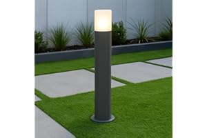 CGC Lighting Dark Grey Outdoor Bollard Post Light Garden Modern Cylinder Anthracite Contemporary Patio Terrace Garden Path Drive Door Gate Driveway (Large)