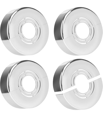 Amabro 4 Placas De Cobertura Para Fontanería – Acero Inoxidable – Autoadhesivas – Para Tubos De 0.82 Pulgadas – Cocina, Baño, Balcón
