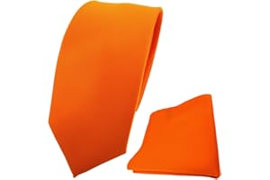 TigerTie - schmale Designer Krawatte Einstecktuch in einfarbig uni