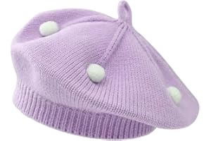 Rayson Gorro de Invierno Niño Niña Gorro de Punto Gorra Bebe Beret Infantil Adorable y Cómodo Boina Decorada con Pequeñas Bolas Blancas