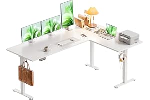 ‎OFFIGO OffiGo L-förmig Höhenverstellbarer Schreibtisch, 160 x 120 cm Schreibtisch Höhenverstellbar Elektrisch, Eckschreibtisch Ergonomischer Steh-Sitz Tisch Computertisch, Weiß