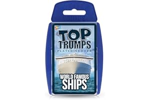 Top Trumps World Famous Ships Classic Card Game, learn facts about tankers, yachts and cruise ships including Allure of the Seas, Titanic and Brittania, gifts and toys for boys and girls aged 6 plus