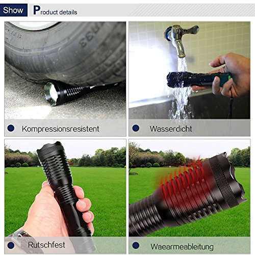 LED Fahrradbeleuchtung,BestTrendy Fahrradlampe Fahrradlicht Set ink.Frontlichter und Rücklicht, Halterung,Super Helle 1200 Lumen Taschelampe,Zoombarer Effekt, 3 Licht-Modi Rücklicht,Camping und taeglichen Gebrauch - 5
