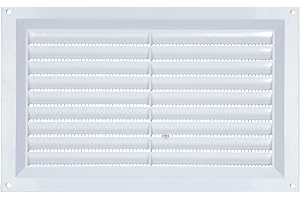 DRAAK Griglia di ventilazione in PVC bianco 9 x 6 (225 mm x 150 mm) fissa in plastica con zanzariera e copertura per il flusso d'aria, utilizzata per coprire mattoni, pareti, porte, adatta per uso interno
