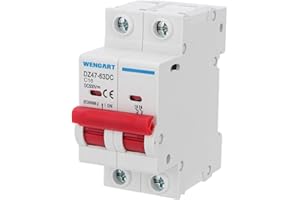Wengart Interruttore a circuito per isolatore CC,16A DC500V 2P Interruttore automatico di protezione del circuito CC, montaggio su guida DIN
