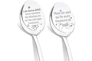 DIKARIYA Cadeau de Noël pour Meilleure Amie, Cadeau Femme Original, Cuillère à Café Acier Inoxydable, Cuillères Gravées au Laser, Cadeau Noël pour Une Amie Cadeau Anniversaire Amitié Cadeau Noel Femme