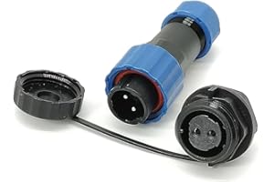 Elecbee Connettore aeronautica SP17 2 poli, IP68 2 Pin Impermeabile Spina Maschio e Presa Femmina Circolare connettori In Line Tipo SP17 2 Pin Connettore per lampade esterne 380 V 10 A