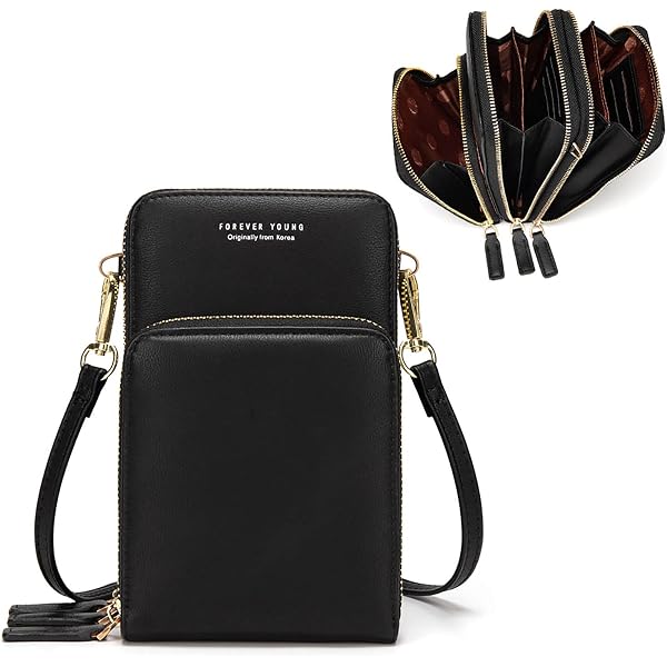 YONBEN Small Crossbody Purse For Phone - PU Leather Wallet With Card Slots & Adjustable Strap (Camel Brown) - View #8