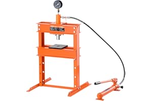 VEVOR Pressa Idraulica Manuale da Officina, Pressa da Officina con Telaio a H 10 T con Piastra di Pressatura Base a Forma di H, Pressa Idraulica Regolabile per Pavimento di Garage per Piegatura
