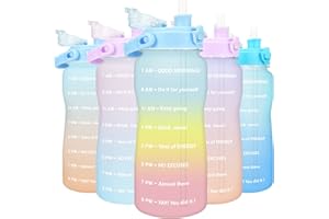 BuildLife 2 Litre Motivational Water Bottle - With Time Marker Wide Mouth Leak Proof Reusable BPA Free Water Jug for Fitness Gym Camping Outdoor Sports