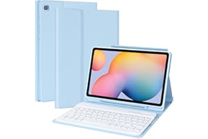 ‎TQQ Tastatur Hülle für Samsung Galaxy Tab S6 Lite 10.4 2024/2022/2020 (Model: SM-P620/P625/P610/P613/P615/P619), Keyboard Case mit Stifthalter und Magnetisch Abnehmbarer Deutscher Tastatur