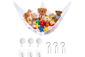 EPICSOA Toy Storage Soft Toy Hammock Teddy Net, Stuffed Animals Organizer Large Mesh Toys Holder with Strong Hooks