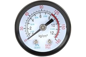 CCYLEZ Manomètre à compresseur d'air, manomètre à air comprimé 0~180 PSI, 0~12 Bar, Appareil de Mesure de manomètre de diamètre 42 mm pour compresseurs à vis, compresseurs à Piston