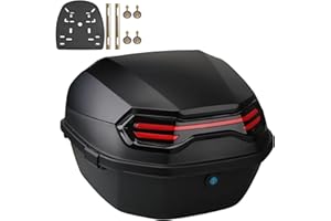 NUACOS Motorrad Kofferraum Universal Top Box wasserdichte Motorrad Heckbox mit RüCken für Roller Moped,D,11 * 15 * 15inch