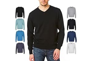 Castle Point Maglione Pullover Maglione da Uomo 100% Cotone, Girocollo/Scollo a V