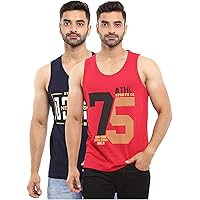 VMart Men Printed Poly Cotton Single Jersey Round Neck Combo Sando[M] 464091