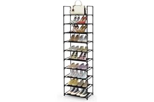 barsone Shoe Rack 10 Tier Tall Shoe Racks Storage,20-25 Pairs shoe storage Metal Shoe Shelf, Stackable Shoe Stand Organizer for Narrow Space Closet Entryway Hallway