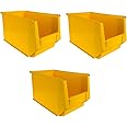 Xela Supra Conductive Bin | Screws Storage | Material Handling | Electronic Material Bin | Strong Heavy Duty Rainforced Base | 35cm X 21.5cm X 20cm, Yellow(Pack of 3)