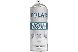 POLAR SPECIALIST COATINGS Polar Flawless Clear Lacquer Spray - 400ml - Matt Finish - Non-Yellowing & Scratch Resistant - Interior & Exterior Surfaces for Wood, Metal, Plastics, Glass & Ceramics