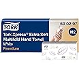 Tork Xpress Multifold Hand Towels, White, Extra Soft, 7 packs of 100 sheets each, Compatible with Tork H2 Systems (600297)