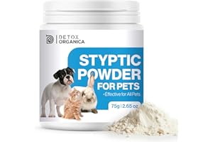 Detox Organica Styptic Powder for Pets (75g Large Tub) - Stop Bleeding Fast in Dogs, Cats, Birds, Rabbits and Other Pets - Treat Minor Superficial Cuts, Nail Clipping