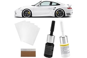 TUKNON Kit Reparation pare Brise,Outil Réparation Pare-Brise,Liquide Réparation Verre,Kit Réparation Verre,Reparation Fissure Verre,pour Fissures,Yeux Taureau,Fissures en Forme D'étoile,2 PCS,Noir+Blanc