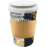 Afra Tedarik 12 Oz Beyaz Kapaklı Tutama&ccedil;lı Karton Bardak Latte Kahve Kağıt Bardak Sleeve 300 ml - 100'l&uuml; (Beyaz Kapaklı Tutam