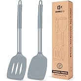 Set of 2 Silicone Spatulas, Heat Resistant Nonstick Spatula, Kitchen Utensils for Serving, Frying, Cooking Eggs, Peacado, Veg