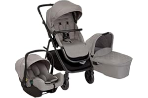 Graco Near2Me DLX Stylish Trio Including raincover, carrycot and car seat - Suitable from Birth to Approx. 4 Years (22kg). 3 x Slide2Me Height adjustments, Ash Fashion