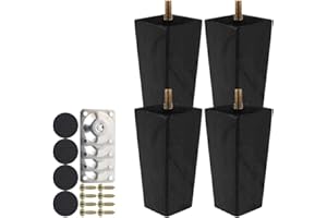 Jetcloud Height Sofa Legs,4PCS Wooden Furniture Legs,Square Tapered Solid Replacement Furniture Armchair Cabinet Feet Legs Straight Wood Color for Ottoman Couch Dresser (10CM Black)