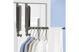 GAESHOW 2 unidades de percheros plegables para puerta, ganchos para puerta, extensibles, ganchos para ropa, sin agujeros, plegables (negro)