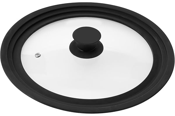 bremermann Couvercle en Verre Universel avec Bord en Silicone, 24/26/28 cm, Moyen (Noir)