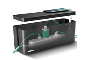 ACROPAQ Cable tidy box - Keep your cable tidy, Large (41 x 13 x 16 cm), Waterproof, Non-slip - Cable management box, Cable box, Extension lead cover box, Cable box tidy - Black/Large