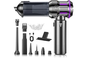 CUGEFRE Aspirabriciole Senza Fili, 22000Pa Aspirapolvere Auto 4 in 1 con Scarico Polvere Automatico a un Tocco, Motore Brushless, Aspirazione a 3 Velocità per Casa/Auto/Peli di Animali Aomestici, Nero Viola