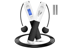 Uten Cordless Skipping Rope, Digital Ropeless Skipping Rope with Counter, Adjustable Length Jumping Rope for Adults Kids, Weighted Handles, for Exercise, Fitness, Crossfit, Boxing, Gym