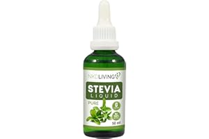NKD LIVING Reine Stevia flüssig/Tropfen 50ml - Reines Stevia, geschmacklos - mit Glastropfer