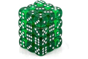 Chessex Dice: D6 CHX23805 12mm Translucent Green/White (36)