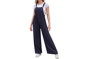 Migcaput Monos Peto Suelto de Mujer Verano Mono de Pierna Ancha con Bolsillo para Mujer Mono Holgado de Lino Moda Sin Mangas Jumpsuit Overalls