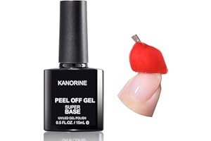 KANORINE 15ML Peel off Base Coat,Beginner-Friendly GelPolish,UV/LED Peelable Base Coat -Soak Off-Free Easy Removal Base Gel,Easy Removal Gel Base for Nail Art Beginners