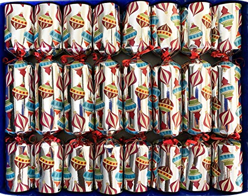 Crackers Ltd Set of 8 Christmas Baubles Craquelins in Silver with Nativity Decorations (Cat F1)