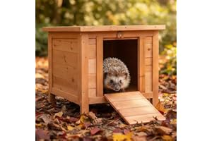Melko Maison pour hérisson - Résistante à l'hiver - Avec fond et toit résistant aux intempéries - Avec couvercle rabattable - 50 x 45 x 43 cm - Marron/vert