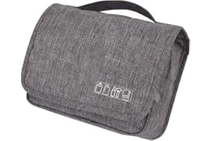BURMIROX Beauty Case da Viaggio,Borsa da toilette da viaggio sospesa,Multi-compartimenti per Organizzare Oggetti Personali,Gancio in Metallo per Appendere (Grigio)