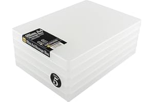 Cajas de almacenamiento delgadas A4 WestonBoxes: Maximice su espacio de almacenamiento sin sacrificar el estilo. Perfecto para materiales de proyectos y manualidades hasta presentacione, Paquete de 5
