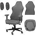 Moorle Gaming Chair Covers, Gaming Chair Covers Stretch 4 Piece, Grey Computer Chairs Cover with Armrest and Back Cover for Game Computer Office Chairs