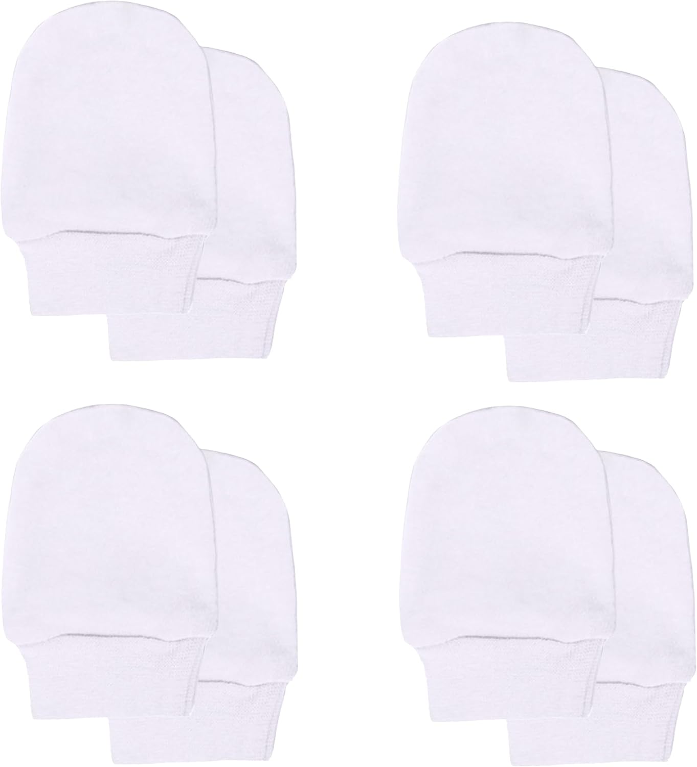 Soft Touch Baby Girls' Super Soft Anti-Scratch Mittens (White, 4 Packs)