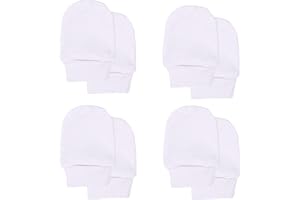 Soft Touch Baby Girls' Super Soft Anti-Scratch Mittens (White, 4 Packs)