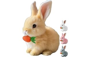GMTEO Realistic Bunny Toy, 2025 Neu Hüpfendes Kaninchen Spielzeug, Ostern Plüschhase, Hasen Spielzeug Geräusche Macht und Dessen Ohren und Nase Sich Bewegen, Plüschhase Kuschelhase (braun)