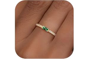ZOERAY ZORAY Anillos para Mujer con Piedras de Nacimiento Apilable Fino Anillo Oro Mujer 18k de Compromiso con Circonita Cúbica Alianzas Boda Anillos Dorados Alianzas de Promesa Regalos Cumpleaños