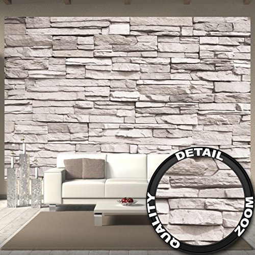 Fototapete White Stonewall Wandbild Dekoration Steintapete 3d Stein Mauer Wandverkleidung Steinoptik weiß Steinwand Steinmauer | Foto-Tapete Wandtapete Fotoposter Wanddeko by GREAT ART (336 x 238 cm)