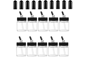 ROSEMARY 10PCS 22CC Airbrush Glass Bottles with Jar Caps for Master, Iwata Dual Action Airbrush